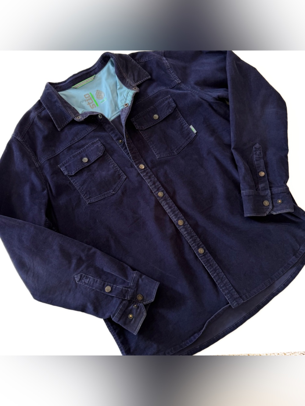 Stio Saratoga Corduroy Shacket Button Down Shirt Jacket Mens XXL Navy Blue